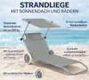 Strandliege mit Rädern Sonnendach klappbar Grau Gartenliege Produktbild-Vorschau 3