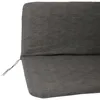A close-up view of a gray upholstered bank cushion. Produktbild-Vorschau