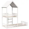 A white wooden bunk bed with a house-shaped roof. Náhled obrázku produktu