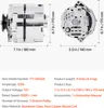 Product dimensions and specifications for an alternator. Anteprima dell’immagine prodotto