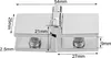 A close-up, top-down view of a glass hinge with dimensions indicated by measurement lines and text. Podgląd zdjęcia produktu
