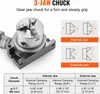 A 3-jaw chuck with diagrams and specifications. Produktbild-Vorschau