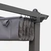 A close-up view of a grey fabric canopy attached to a grey metal pergola structure. Anteprima dell’immagine prodotto