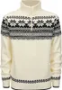 A cream-colored sweater with a black Norwegian pattern and a zipper at the neck. Náhled obrázku produktu
