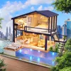 DIY Miniaturní dřevěná vila s bazénem Sestavování modelů Náhled obrázku produktu 2