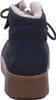 A rear view of a navy blue women's boot with a brown sole. Voir les images du produit