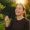 Faltfächer Handfächer Tanzfächer Schwarz Japanischer Produktbild-Vorschau 4