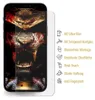 A smartphone screen protector with a graphic of a lion's head is shown next to a list of its features. Produktbild-Vorschau