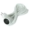 A white extension cord is coiled on a white background. Produktbild-Vorschau
