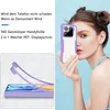 A woman holding a phone case, with a diagram showing how the case is assembled. Produktbild-Vorschau