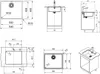 Technical drawings and diagrams of a kitchen sink and cabinet. Náhled obrázku produktu