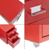 Collage of four close-up images of a red metal roll container with drawers and wheels. Anteprima dell’immagine prodotto