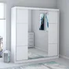 Schwebetürenschrank Kleiderschrank Schrank 233 cm Weiß/Weiß Produktbild-Vorschau 2