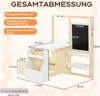 A diagram showing the dimensions and features of a children's easel set. Produktbild-Vorschau