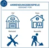 An image showing application examples for a product, with icons representing different locations and activities. Produktbild-Vorschau