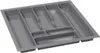 A gray plastic cutlery organizer with multiple compartments. Produktbild-Vorschau