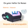 A child car seat booster with marketing text and graphics. Produktbild-Vorschau