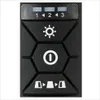 A close-up view of a black electronic control panel with illuminated buttons and symbols. Anteprima dell’immagine prodotto