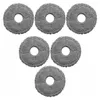 Six round, gray microfiber mop pads with a central hole, arranged in a triangular formation on a white background. Produktbild-Vorschau