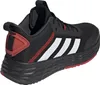 A black Adidas sneaker with white stripes and red accents is shown from a side-rear angle against a white background. Podgląd zdjęcia produktu