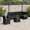 Design 7-tlg. Garten-Sofagarnitur mit Kissen Schwarz Poly Produktbild-Vorschau 1