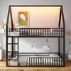 Letto a castello Sweiko 140x200 con recinzione e luce LED, Anteprima dell’immagine prodotto 3