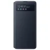 A dark blue Samsung Galaxy A41 flip case with a transparent window showing the time and date. Náhled obrázku produktu