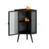 80CM Boden Eckschrank, Schwarz, 2 Ebenen mit Glastüren & Produktbild-Vorschau 7
