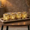 4er Set Windlicht Glas Gold H10cm Gelb Teelichthalter Produktbild-Vorschau 3