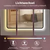 A triptych showing a mirror with different lighting effects and a color temperature slider. Anteprima dell’immagine prodotto