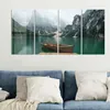 DEQORI Glasbild Echtglas 4x30x60 cm 'Bergsee und Bootsteg' Produktbild-Vorschau 4