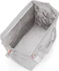 An open gray duffel bag with multiple compartments and rose gold zippers. Produktbild-Vorschau