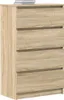 A wooden chest of drawers with four drawers, topped with two books. Anteprima dell’immagine prodotto