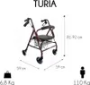 Rollator Skladací Ručné brzdy 4 kolieska Sedadlo a opierka Náhľad obrázku produktu 4