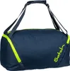 A navy blue duffel bag with yellow accents and branding. Náhľad obrázku produktu