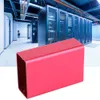 A red aluminum enclosure in the foreground with a server room in the background. Náhled obrázku produktu