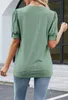 ASKSA Damen T-Shirt Puffärmel Aushöhlen Bluse V-Ausschnitt Produktbild-Vorschau 6