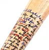 A close-up view of a wooden baseball bat with handwritten text and drawings on it. Podgląd zdjęcia produktu