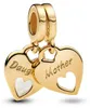 Pandora Charm Pendant Ladies Double Heart pozłacany Podgląd zdjęcia produktu 5