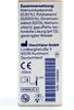 The image shows the side panel of a product box for eye drops. Produktbild-Vorschau