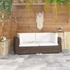 Divani angolari 2 pezzi con cuscini in poly rattan marrone Anteprima dell’immagine prodotto 2