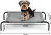 A small dog sits on a raised pet bed with dimensions indicated by text overlays. Anteprima dell’immagine prodotto