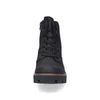A front view of a black lace-up boot with a thick sole. Produktbild-Vorschau