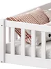 Bodenbett GUSTAVO mit Rausfallschutz Kiefer Massiv – Weiß Produktbild-Vorschau 3