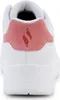 The back view of a white sneaker with a pink accent on the heel. Produktbild-Vorschau