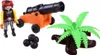 A pirate toy set including a pirate figure, a cannon, cannonballs, and a palm tree. Produktbild-Vorschau