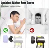 A split image showing a man sleeping peacefully on the left and a man covering his ears with a pillow on the right, with diagrams of vacuum cleaner parts below. Produktbild-Vorschau