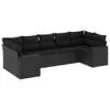 Design 7-tlg. Garten-Sofagarnitur mit Kissen Schwarz Poly Produktbild-Vorschau 2