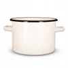 A cream-colored enamel pot with black trim and handles, shown from the front on a white background. Produktbild-Vorschau