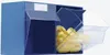 A blue storage unit with clear compartments filled with yellow items. Produktbild-Vorschau